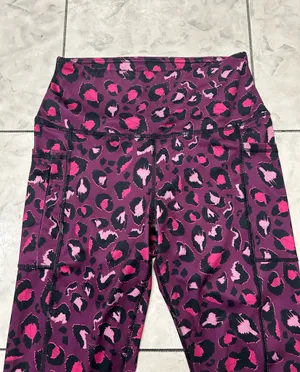 Adrienne Vittadini Purple Pink Leopard Animal Print Leggings Small thumbnail 2