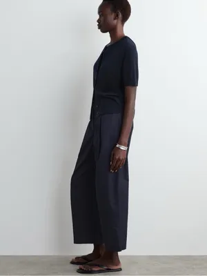COS Pleated Barrel Leg Chinos in Navy Women’s Size‎ 2 thumbnail 2