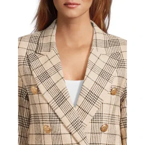 Attitude Unknown Womens Blazer Size L Rust Plaid Ponte Knit Stretch Lined Office thumbnail 3