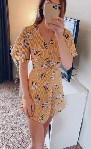 Large yellow Floral Dress thumbnail 1