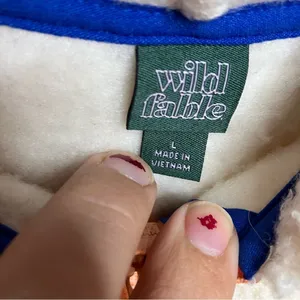 Wild Fable‎ off white Sherpa hooded pullover quarter zip size large thumbnail 4