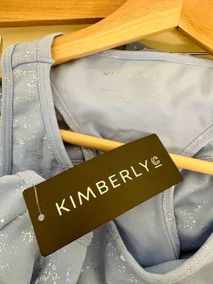 NWT Kimberley Metallic Light Blue Foil Leggings & Sports Bra Set large thumbnail 2