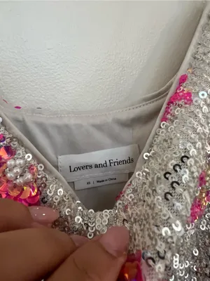 Lovers and Friends Maria Sequin Mini Dress in Silver And Pink | SIZE XS thumbnail 7