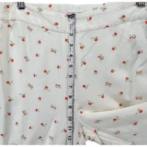 Anthropologie Feather Bone Wide Leg Talise Pants 4 Cream‎ Red Fruit Print Crop thumbnail 9