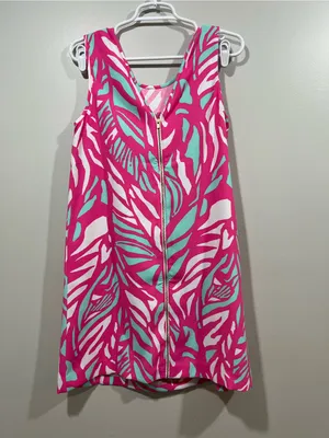 Lilly Pulitzer Sabrina Pink & White Sleeveless Shift Dress Size Medium thumbnail 5