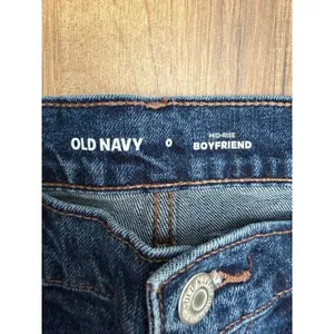 Old Navy‎ Mid Rise Boyfriend Jeans Women's Size 0 Blue Raw Hem Denim Pants thumbnail 5