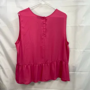 The Limited‎ women's hot pink sleeveless basic ruffle button neck blouse casual thumbnail 5
