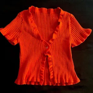 Orange Frill Knit Cropped Cardigan thumbnail 2