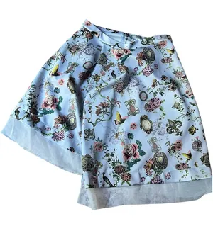 ASOS Floral Assymetrical Skirt in Light Blue thumbnail 1