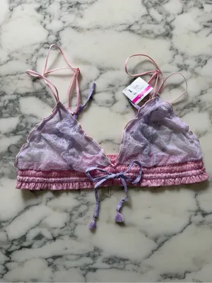 NWT Free People Intimately La Femme Lace Bralette Pink Lavender L Boho Coquette thumbnail 4