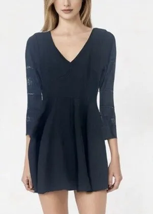 Abercrombie & Fitch Dress Sz M Womans Black V-Neck Long Sleeve Lace Babydoll thumbnail 1