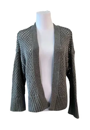 Abercrombie & Fitch Basket Weave Cotton Open Cardigan‎ Sweater SMALL Gray Shrug thumbnail 1