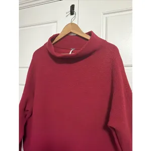 Free People Ottoman Slouchy Tunic Sweater Red Mock Neck‎ Ribbed Knit Small thumbnail 5