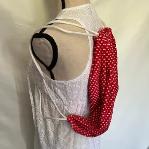 SEW SWEET MINKY Designs DrawString Tote Bag Red White Polka Dots NWT thumbnail 4