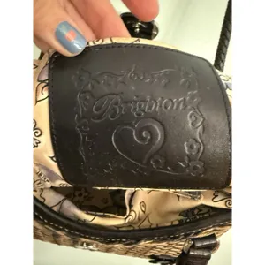 Brighton Woven‎ W/Black Leather Trim Purse Braided Handles Heart Charm thumbnail 8