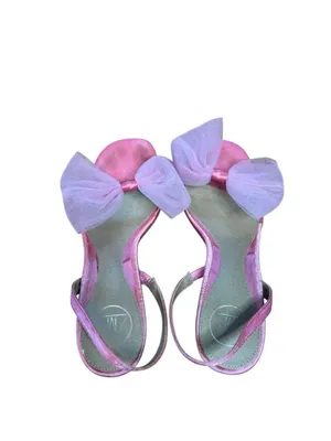 Misguided Pink Satin Slingback Kitten Heels with Tulle Bow 37 us 6.5 thumbnail 2