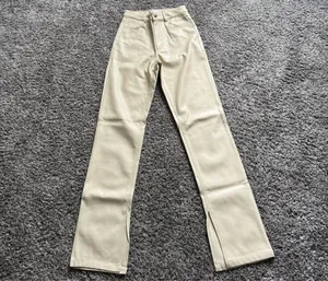 Zara Cream Boot Cut Faux Leather Pants thumbnail 5