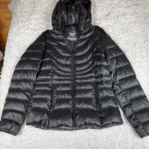 a.n.a Packable Premium Down Puffer Jacket Women’s Medium Black Hooded Zip thumbnail 1