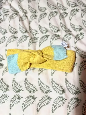 Anthropologie Yellow Mint Green Cozy Knotted Sweater Knit Headband OS thumbnail 2