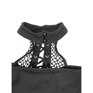 Killstar Black Gothic Crop Top Bell Sleeve Lace Up Choker Neck Witchy Emo M thumbnail 6