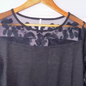 Free People Lace Inset Mesh Top Black Small thumbnail 5