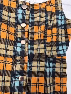 Urban Outfitters Women's Dress Sleeveless Button Down Denim Brown Plaid Size 6 thumbnail 3