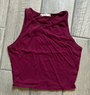 Active Basic Red Asymmetrical Crop Tank Top thumbnail 1