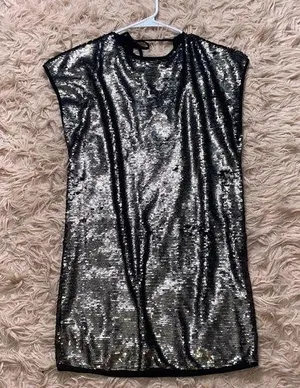 Verty NWT Silver Sparkly Sequin Mini Dress thumbnail 1
