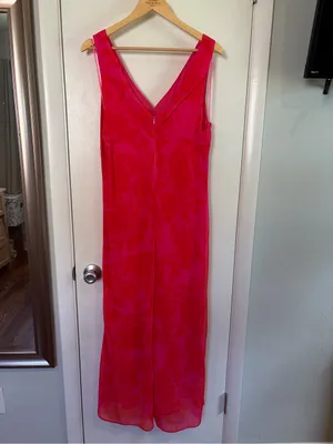 Showpo Jodie Midi Dress. Size: 12. V-Neck Slip Dress in Pink Floral. thumbnail 5