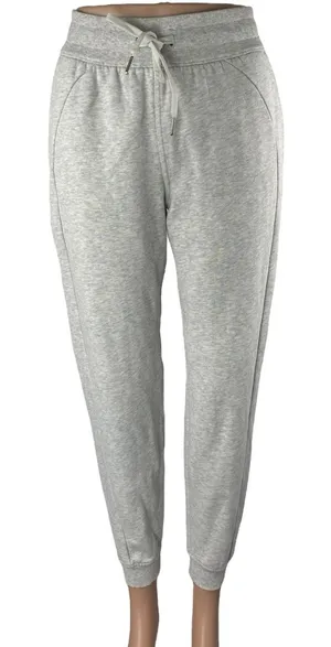 Women's Gray High Waisted Drawstring Tapered Athletic Jogger Sweat Pants Size S thumbnail 1