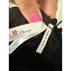 OCEAN BREEZE 90s/Y2K Black Embroidered Beach Cover /‎ Sundress L thumbnail 6