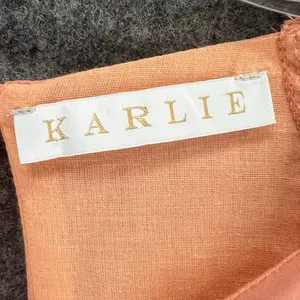 Karlie Bow Poplin Dress Womens M Orange Puff Sleeves Tiered Pockets Cottagecore thumbnail 10