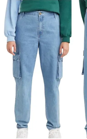 Levis Jeans Women‎ 26 Blue Denim Premium Cool Eco Performance Cargo NWT Retro thumbnail 1