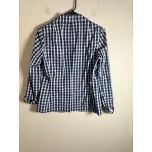 Banana Republic Womens Blue Plaid Cotton Blazer Jacket Crest Button Unlined S‎ thumbnail 6