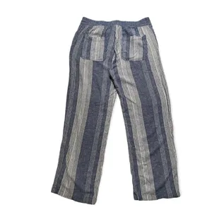 Old Navy White Blue Linen Blend loose striped pants Maritime Coastal Size: M thumbnail 3