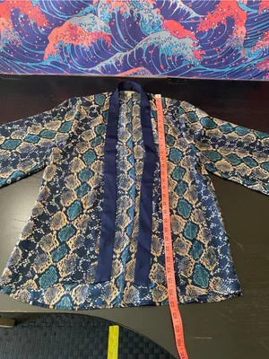 Guess Navy & Teal Snake-Print Kimono Blazer thumbnail 4