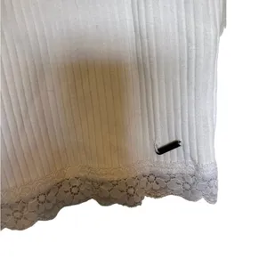 white long sleeve ribbed cropped shirt size small thumbnail 2
