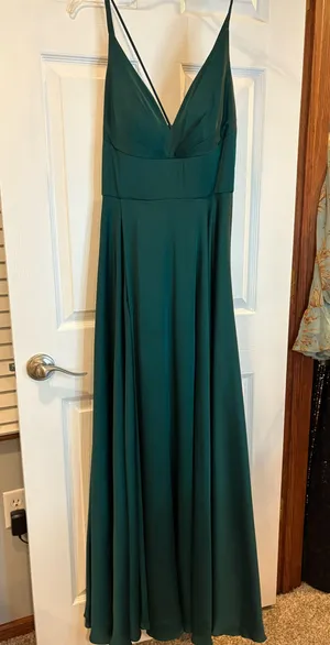 Emerald Green Silk Prom Dress thumbnail 2