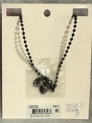 Betsey Johnson NWT Halloween Pumpkin Heart Ball Chain Necklace Orange 16” + 3” thumbnail 3