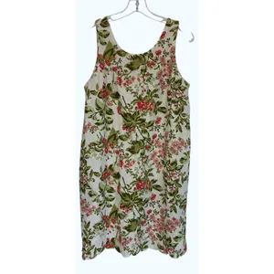 Laura Ashley Linen Blend‎ Floral Shift Dress Scalloped Hem Pink Green M thumbnail 2