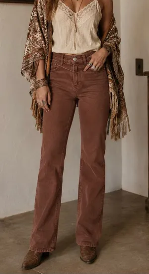 Aritzia Wilfred Free Straight Leg Western Yoke Jeans in Brown thumbnail 1
