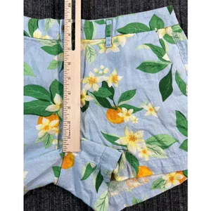 OLD NAVY Everyday Short Women 6 Blue Botanical Linen Blend‎ Tropical Citrus thumbnail 7