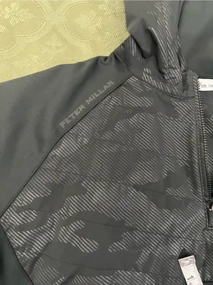 Peter Millar Black Hooded Pullover with Subtle Lining Pattern thumbnail 7