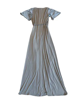 Two Birds Grey Faux Wrap Maxi Dress Flutter Sleeve Long Surplice Medium Women's thumbnail 8
