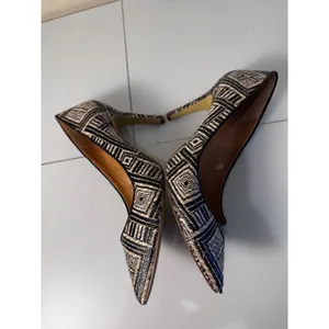 J Crew Raffia Geometric Pointed‎ Toe Heels Women 8.5 Woven Stiletto Minimalist thumbnail 5