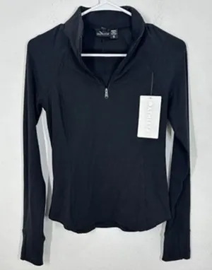 Athleta Salutation Half Zip Pullover‎ Black Ribbed Cuffs Breathable Wicking XS thumbnail 1