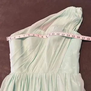 Women’s Green Chiffon One Shoulder Bridesmaid Dress Zip Up Back Size 6 thumbnail 9