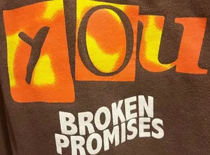 Broken Promises Brown Hoodie with Green Skull Graphic Pullover size Large thumbnail 7
