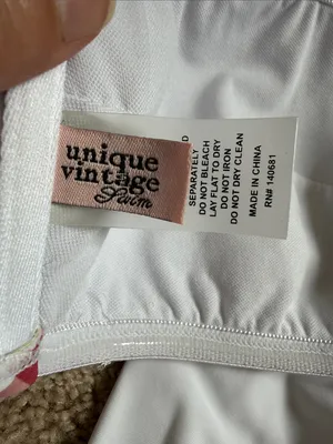 Unique Vintage Red & White Gingham Retro Bikini Top With Large White Bow thumbnail 4