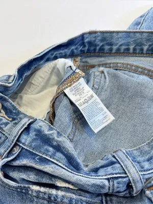 Gap 1969 Mid Rise Destructed Vintage Straight Jeans – Light Indigo – 0/25R thumbnail 14